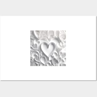 Beautiful carvings of white valentine hearts Posters and Art